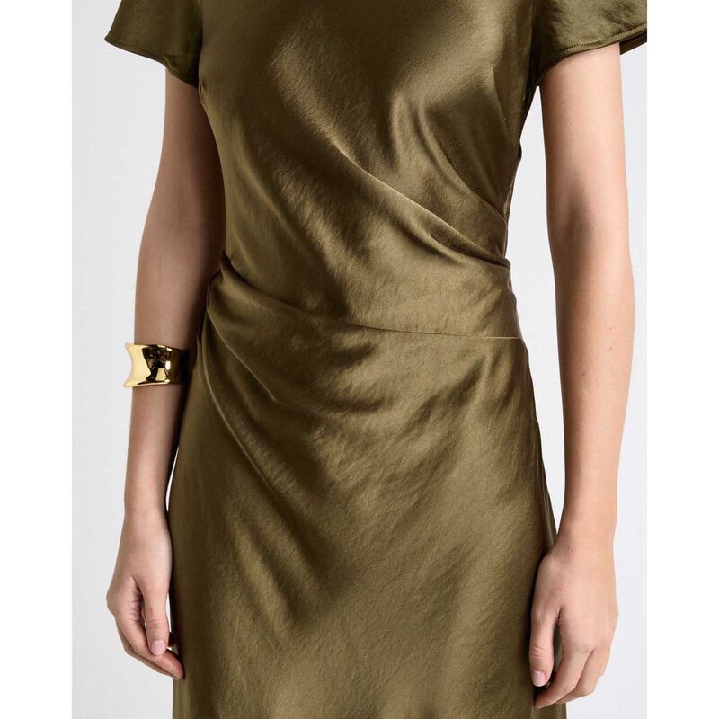 Cue Viscose Satin Draped Waist Midi Dress image number 2